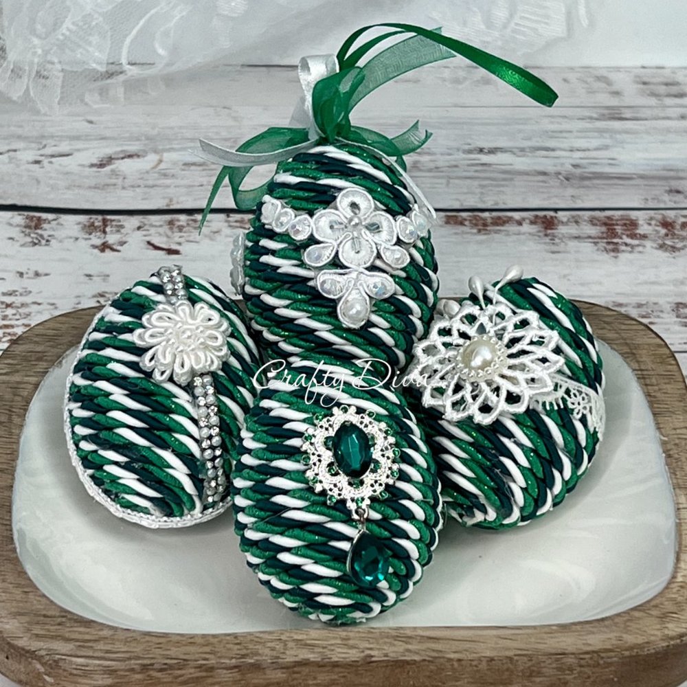 Emerald Green Easter Eggs, Custom Eggs, Farm Easter Décor, Set of 4, Religious